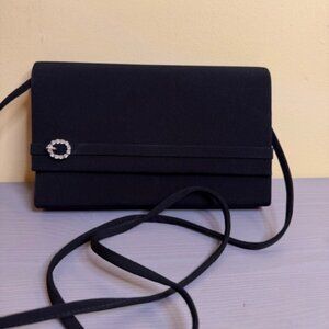 Vintage Caparros black evening bag with rhinestone buckle